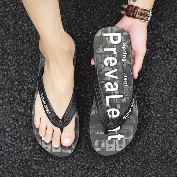 

summer fashion show personality men's slippers out wear beach causal comfortable hard-wearing & anti-skid men's flip flops male, Black