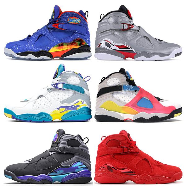 

mens basketball shoes doernbecher 8 8s reflective bugs bunny white aqua black se multicolor valentines day red athletic trainers sneakers, White;red