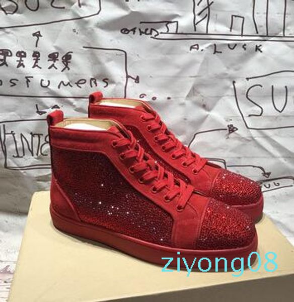 

designer mens red bottom sneakers slip-on roller boat mens women suede spike crystal leather shoes kanye platform sport sneaker6r03 z08, Black