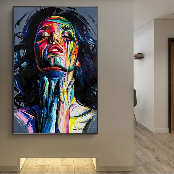 

abstract girls graffiti art canvas paintings modern street art posters and prints watercolor african woman pictures wall decor