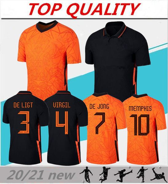 

2020 maillot de foot virgil memphis soccer jersey holland home away football jerseys 19-21 camisa de futebol de jong promes football shirt, Black;yellow