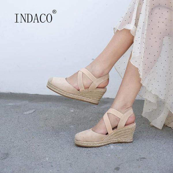 

sandals women wedge blue beige platform leather summer shoes 7.5cm, Black