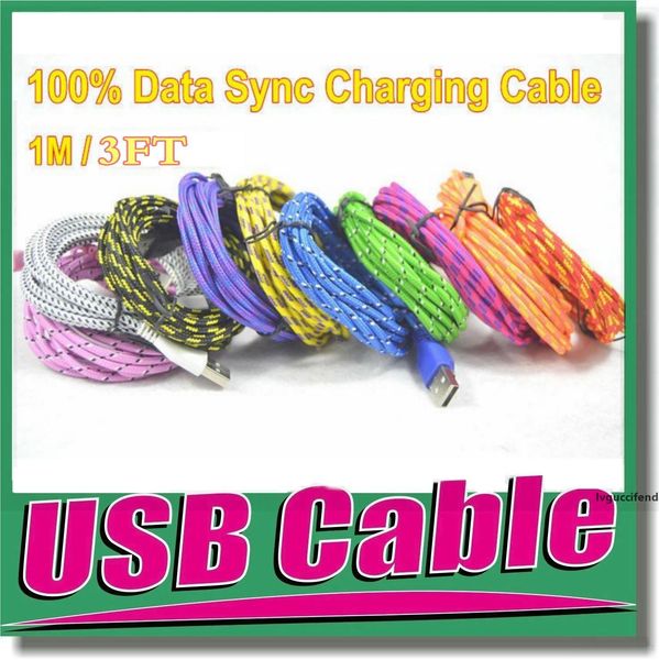 

braided micro usb cable type c cable 1m 2m 3m high speed phone charger sync data cord for samsung s6 s7 s8 note 8 note9 lg universal phone