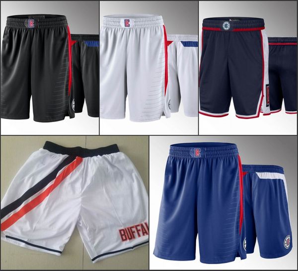 

los angeles clippers men black white navy blue nba swingman basketball shorts