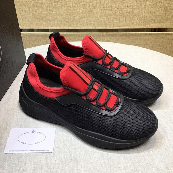 

mesh and neoprene sneakers mens shoes with origin box autumn winter plus size footwears low lace -up luxury men shoes, Black