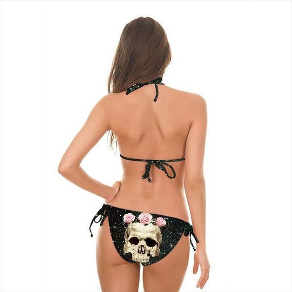 

bikini new 2020 girl swimsuit swimwear women bathing suit micro bikinis skull head 3d thongs low waist bathing suit, White;black