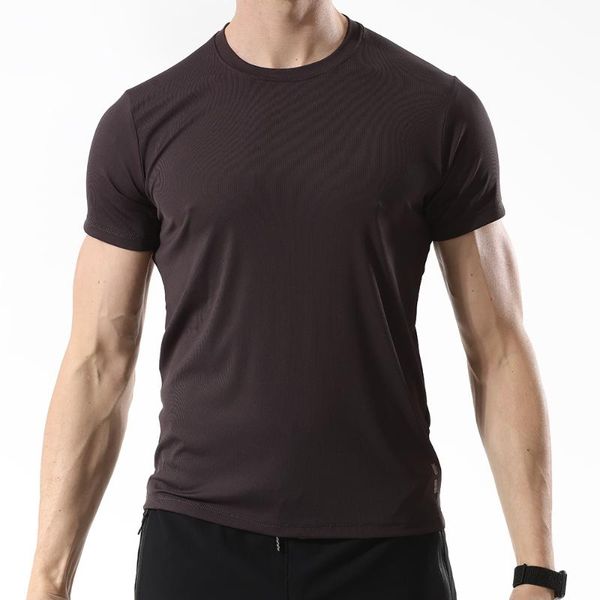 

barbok men's sports nylon tee leisure short-sleeved fitness t-shirt stretch quick-drying breathable running shirts, Black;blue