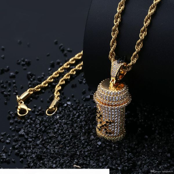 

iced out pendant mens hip hop jewelry luxury designer necklace diamond pendants + rope chain micro paved bling cz women wedding accessories, Silver