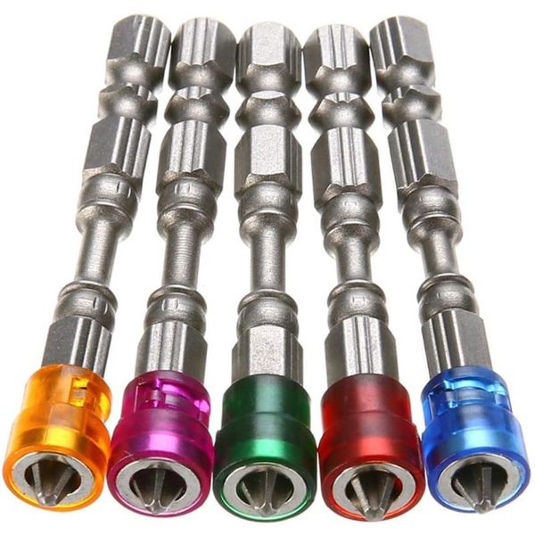 

5pcs 1/4 inch single head magnetic screwdriver bit anti-slip hex shank ph2 general head set coil bit power tools