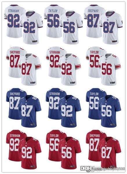 

men women youth new york giants jersey 87 sterling shepard 56 lawrence taylor 92 michael strahan football jerseys custom blue red, Black;red