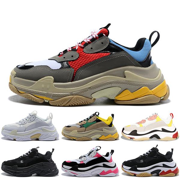 

triple s mens womens designer casual shoes luxury paris 17fw vintage dad shoes Ã©toile 2020 fashion tripler platform sneakers size 36-45, Black