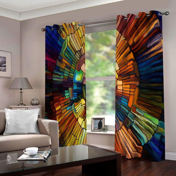 

stereo colorful wood grain 3d p printing window blackout curtain for living room bedroom l home decor curtains