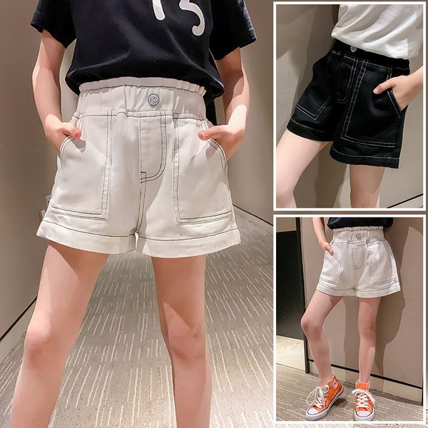 

beiov girls' shorts for outer wear summer children's thin 2020 new western style big children's white and jeans shorts and je, Blue