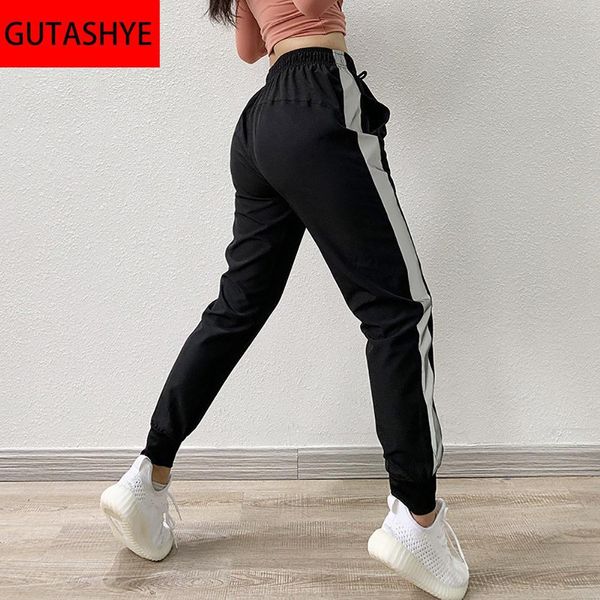 

guta sports pants autumn women loose yoga pants sports trousers exercise fitness running jogging trousers workout sport pants t200326, Black