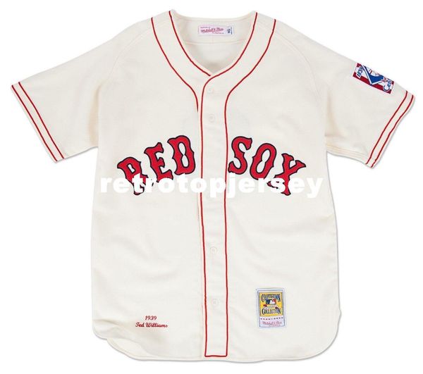 

ted williams boston #9 mitchell & ness retro 1939 button up jersey, Gray