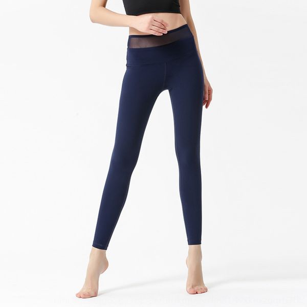 

new nude yoga tight fitness women's tight pants mesh stitching beauty waist stretch sports slimming quick-drying yoga pants, White;red
