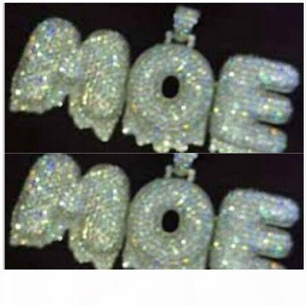 

newa-z custom name 0-9 bubble letters special exaggerate edge necklaces & pendant charm for cubic zircon rope chain hip hop jewelry gifts, Silver