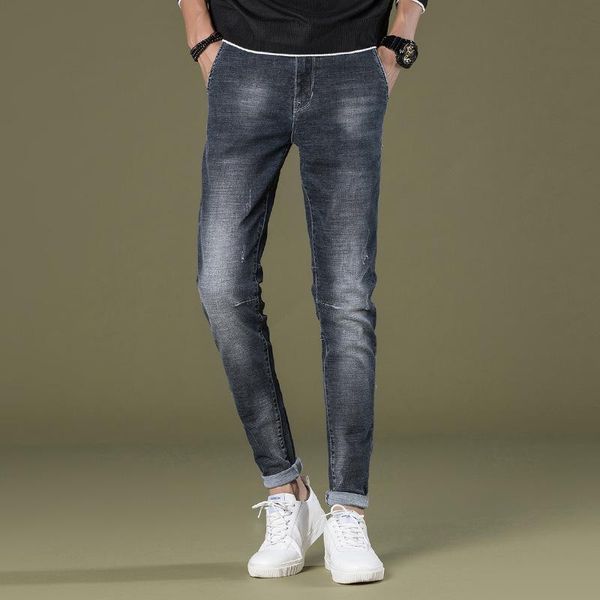

men's jeans arrivals fashion vintage embroidered stretch slim fit denim pants biker trousers, Blue