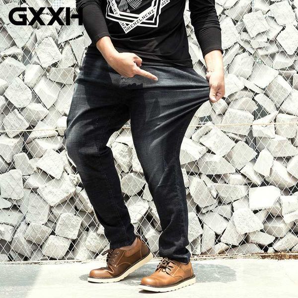 

большой размер 30-48 мужские джинсы натяжные мытый брюки hip hop дизайнерские мешковатые джинсы мужские сыпучие fit повседневные плюс размер, Blue