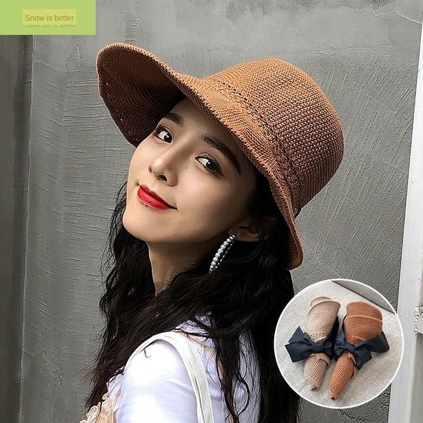 

artistic straw toque thin female sun sunscreen dew ponytail korean straw hat black female hat empty big brim fresh, Blue;gray