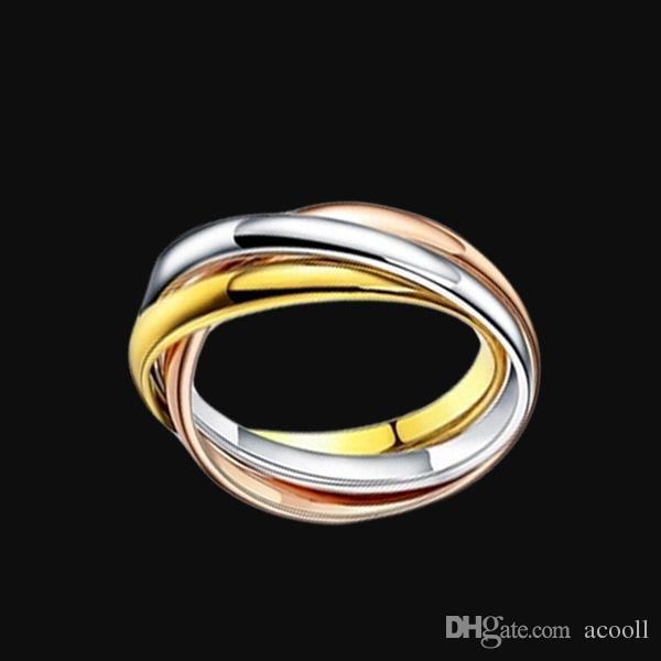 

fashion three-ring three-color ring carter ring jewelry for couples, Silver