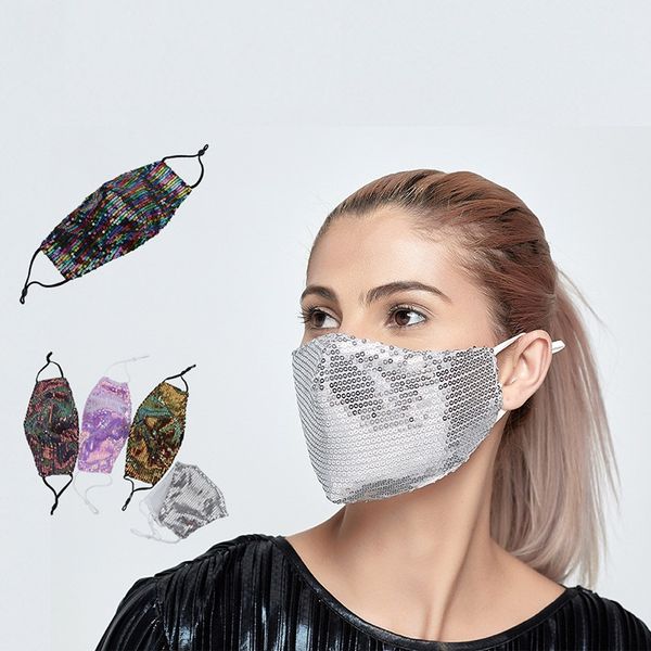 

sequins protective mask pm2.5 dustproof mouth cover washable reuse face mask elastic earloop mouth designer mask w-00028