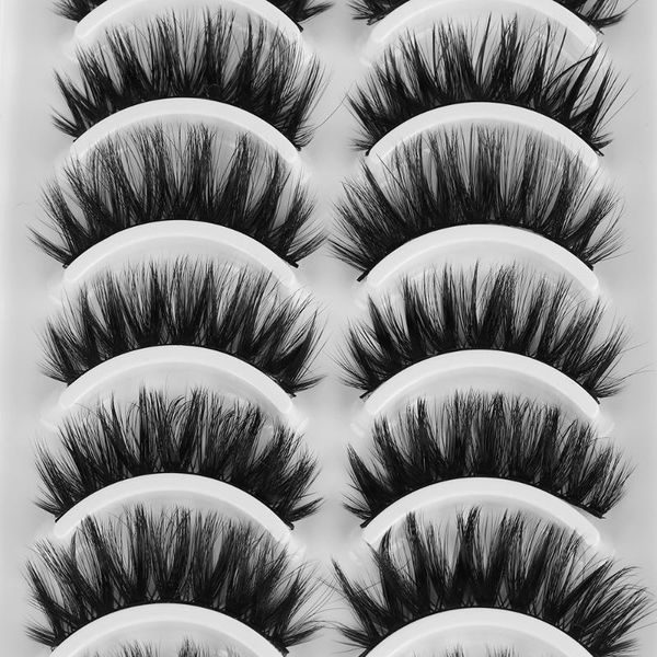 

10pairs/set 3d mink hair false eyelashes 100% cruelty-natural long multilayers wispy lashes crisscross eye makeup tools