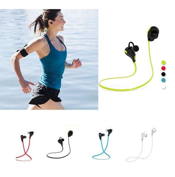 

portable neckband noise cancelling stereo headset sport in ear earphone earbuds microphone running qy7 wireless bluetooth 4.1 headphones