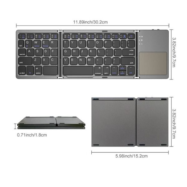 

foldable bluetooth keyboard bluetooth 3.0 rechargable portable mini bt wireless keyboard with touchpad for android, windows, pc