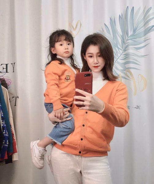 

xbgmg 2020 new children's knitted air conditioner jacquard sweater v-neck parent-child jacquard sweater knitted cartoon cardigan air-co, Blue