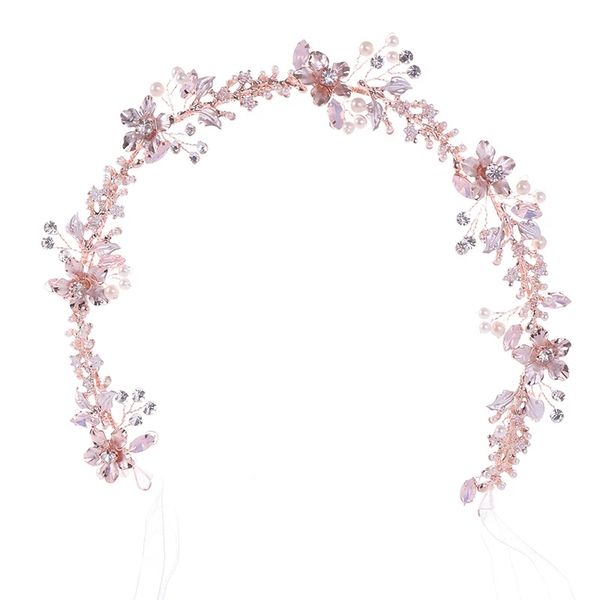 

elegant rose gold with flower crystal imitation pearl headbands hair vine bridal party wedding hair accessories, Slivery;golden