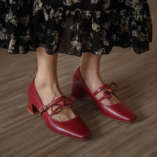 

2020 women pumps genuine leather autumn and winter full and thick leather with square head soft sole shoes casual work shoes, Black