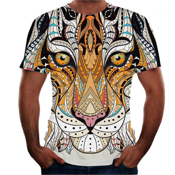 

tees tiger animal print mens tshirts summer short sleeve streetwear o neck casual fashion mens designer, White;black