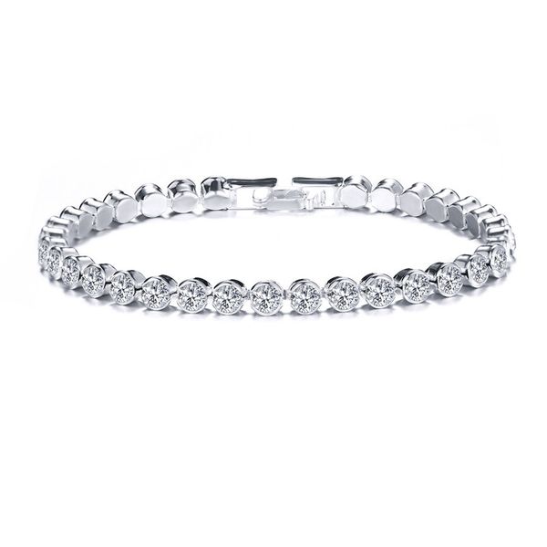 

new vintage silver gold alloy full rhinestone bracelet for women fashion one row cz zircon tennis bracelets wedding party gifts hz, Golden;silver