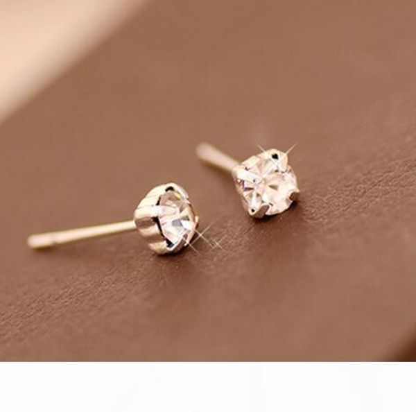 

wholesale-ey448-1 accessories wholesale alloy imitation claw diamond crystal stud earrings gem earrings, Golden;silver