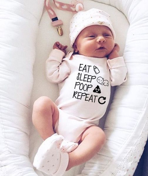 

cotton infant outfit eat sleep poop repeat baby girls boys jumpsuit letter print clothes baby girl funny long sleeve clothes, Blue