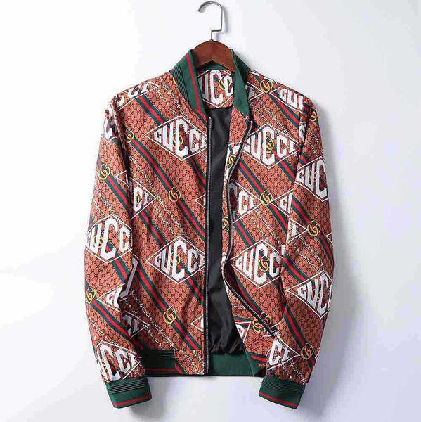 

brand men's bermuda european printing long-sleeved jacket jacket early autumn new fashion v-neck zipper luxury jacket, Black;brown