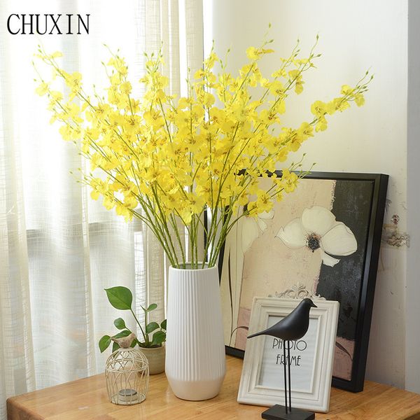 

decorative flowers & wreaths 90cm yellow artificial flower dancing lady orchid fake garden table party home wedding decoration arch simulati