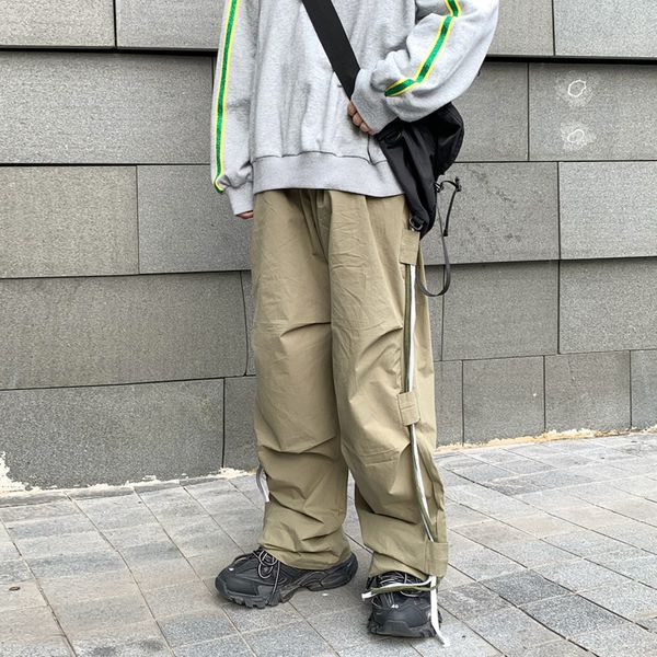 

men's pants ewq / wear loose directly wide leg 2021 spring summer tide casual hip-hop sweatpants hit color 9y1302, Black