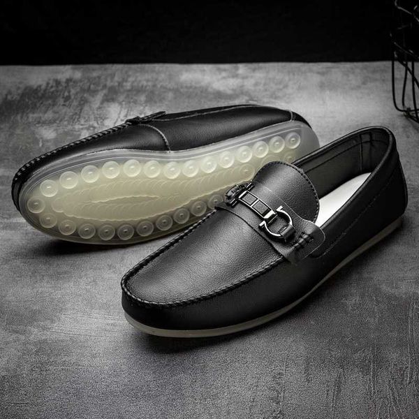 

2020 new arrival leather shoes men casual driving shoes fashion man moccasins slip on loafers mens flat, Black