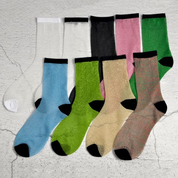 

ins net red small fragrant soft rubber bright and silk transparent short big tide brand socks c home socks of the same style, Pink;yellow