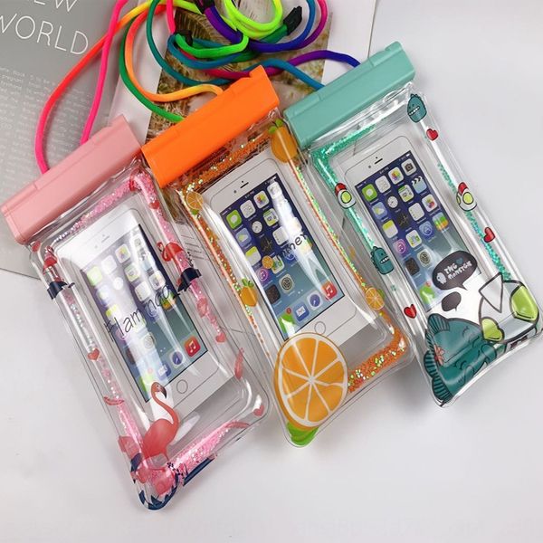 

0ekyf 2020 new transparent quicksand inflatable mobile phone swimming cartoon lifeguard floating waterproof inflatable waterproof air bag fl