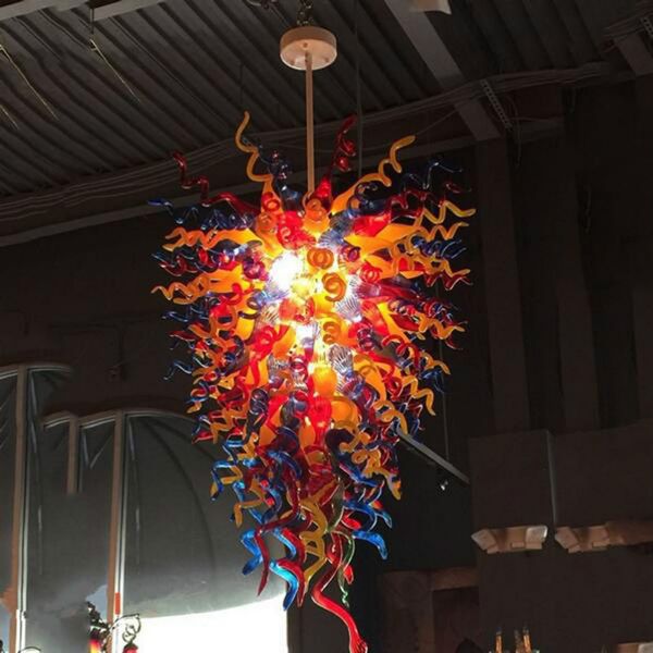 

multi color blown glass chandelier lights indoor pendant light 48" led chain pendant lights house decoration living room lamparas