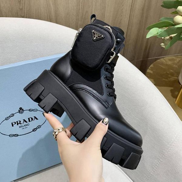 

2020 luxury designer womens breathable short boots,womens leather thick sole fashion boots roman boots with zipper pouch size 35-40 0017, Black
