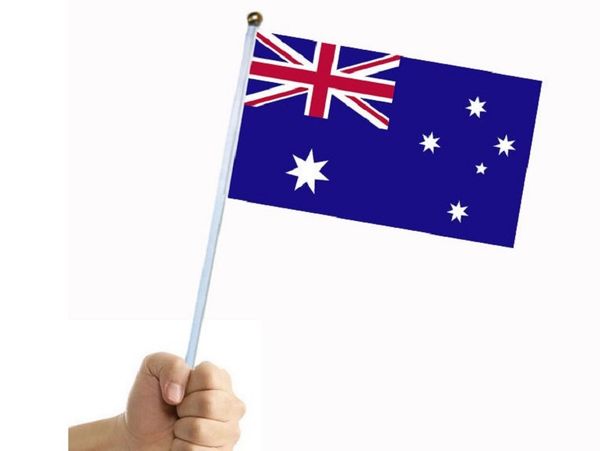 

2020 australian flag with pole no.8 flag 14 * 21cm polyester double-sided pattern