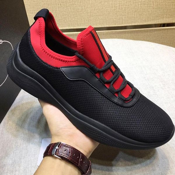 

mesh and neoprene sneakers men 's shoes zapatos de hombre fashion classic comfortable soft style footwears low lace -up casual men, Black