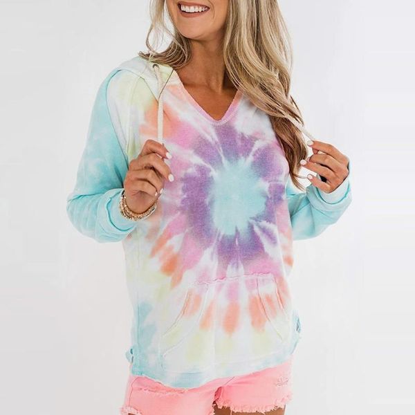 

cotton hoodies women's long sleeve tie-dye print casual pullover hooded new loose hoodies clothes sudaderas para mujer f721, Black