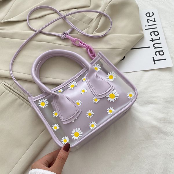 

summer daisy шаблон дизайн пвх jelly барсетка для женщин 2020 акриловых сумки transparent креста тела travel beach плечо мешка