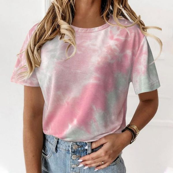 

tie dyed shirt women summer casual pullover blusas plue size tshirt femme 2020 fashion oversized tee shirts camisetas mujer, Black;blue