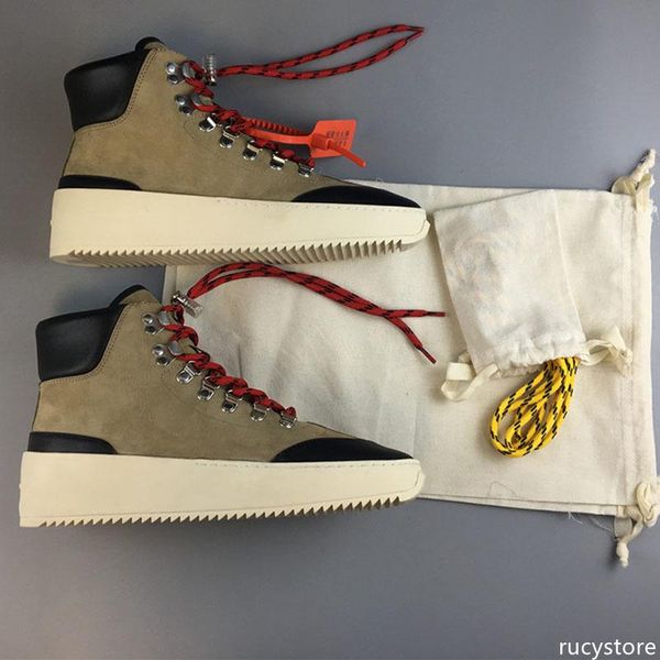 

2019 fear of god designer mens fall winter boots fashion short bow boots beige ankle knee bow suede climbing boots